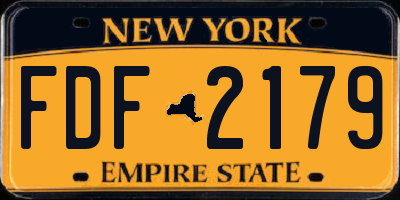 NY license plate FDF2179