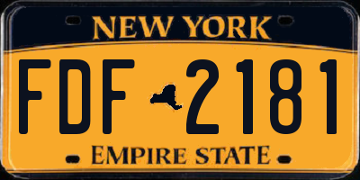 NY license plate FDF2181