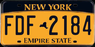 NY license plate FDF2184