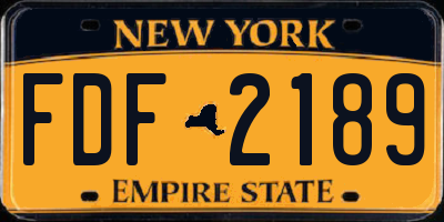 NY license plate FDF2189