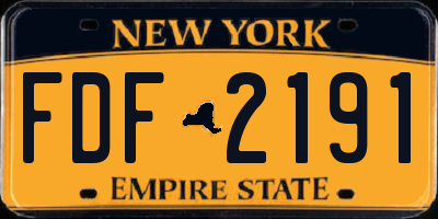 NY license plate FDF2191