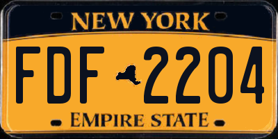 NY license plate FDF2204