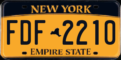 NY license plate FDF2210