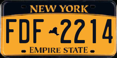 NY license plate FDF2214