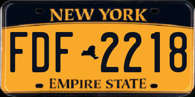 NY license plate FDF2218