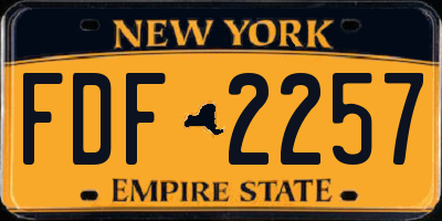 NY license plate FDF2257