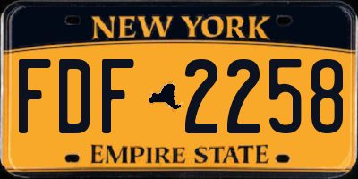 NY license plate FDF2258