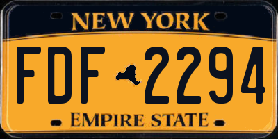 NY license plate FDF2294