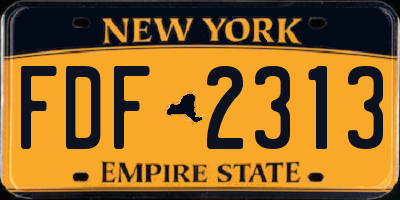 NY license plate FDF2313