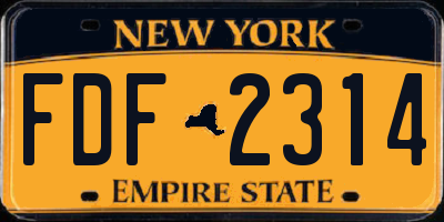 NY license plate FDF2314