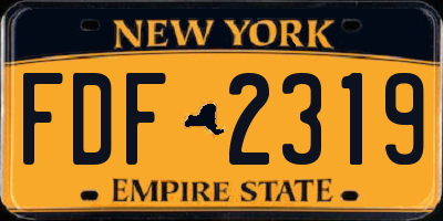 NY license plate FDF2319