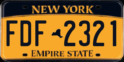 NY license plate FDF2321
