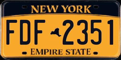 NY license plate FDF2351