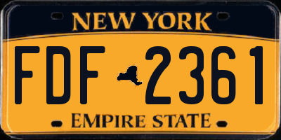 NY license plate FDF2361