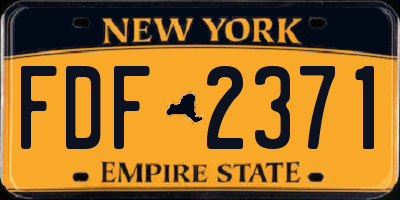 NY license plate FDF2371