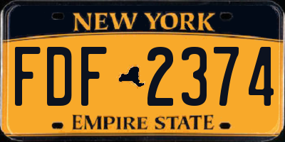 NY license plate FDF2374