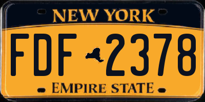 NY license plate FDF2378