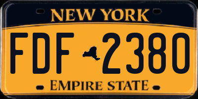 NY license plate FDF2380