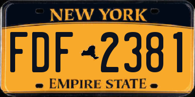 NY license plate FDF2381
