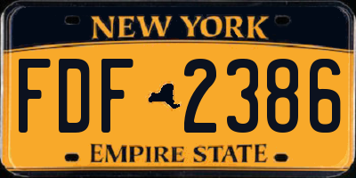 NY license plate FDF2386