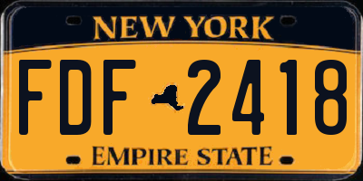 NY license plate FDF2418