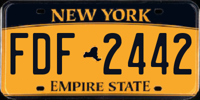 NY license plate FDF2442