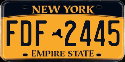 NY license plate FDF2445