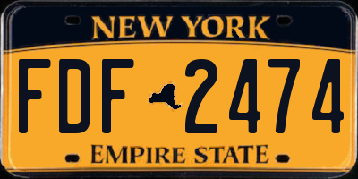 NY license plate FDF2474