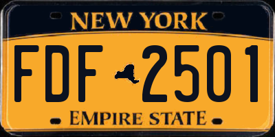 NY license plate FDF2501