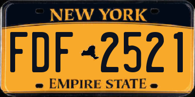 NY license plate FDF2521