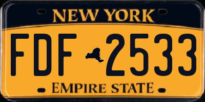 NY license plate FDF2533