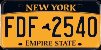NY license plate FDF2540