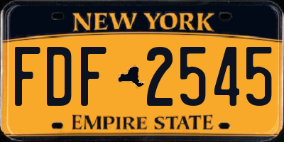 NY license plate FDF2545