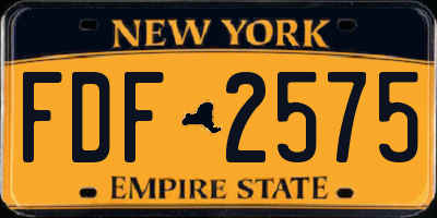 NY license plate FDF2575