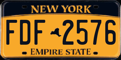 NY license plate FDF2576