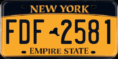 NY license plate FDF2581