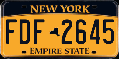 NY license plate FDF2645