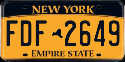 NY license plate FDF2649