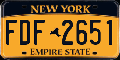 NY license plate FDF2651