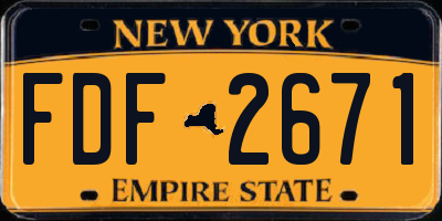 NY license plate FDF2671