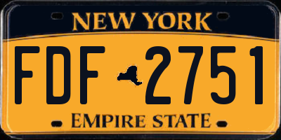 NY license plate FDF2751