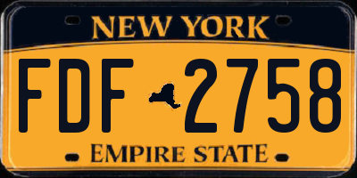 NY license plate FDF2758