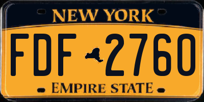 NY license plate FDF2760