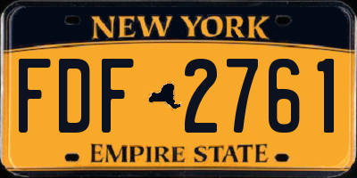 NY license plate FDF2761