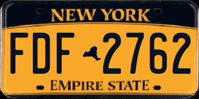 NY license plate FDF2762
