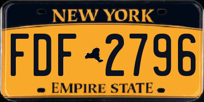 NY license plate FDF2796