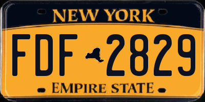 NY license plate FDF2829