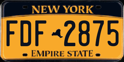 NY license plate FDF2875