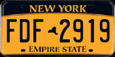 NY license plate FDF2919