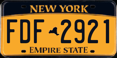 NY license plate FDF2921